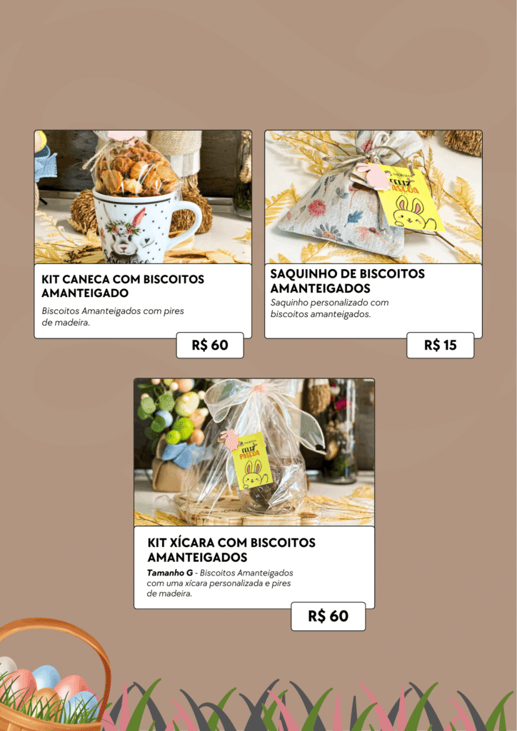 Página de produtos de Páscoa de padaria artesanal