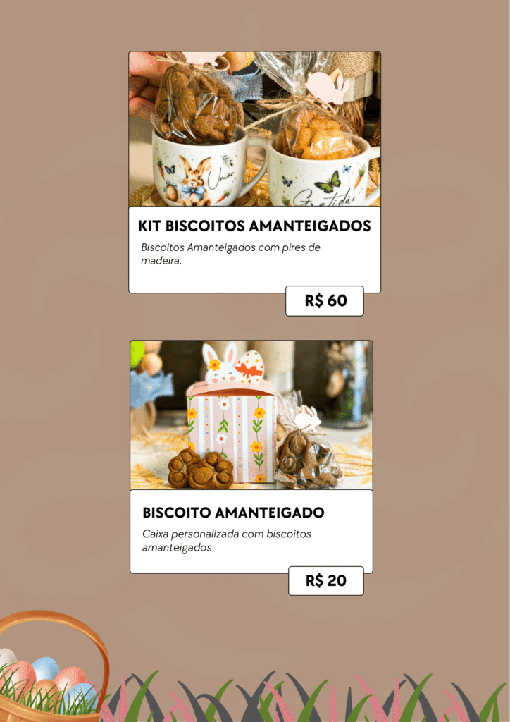 Página de produtos de Páscoa de padaria artesanal