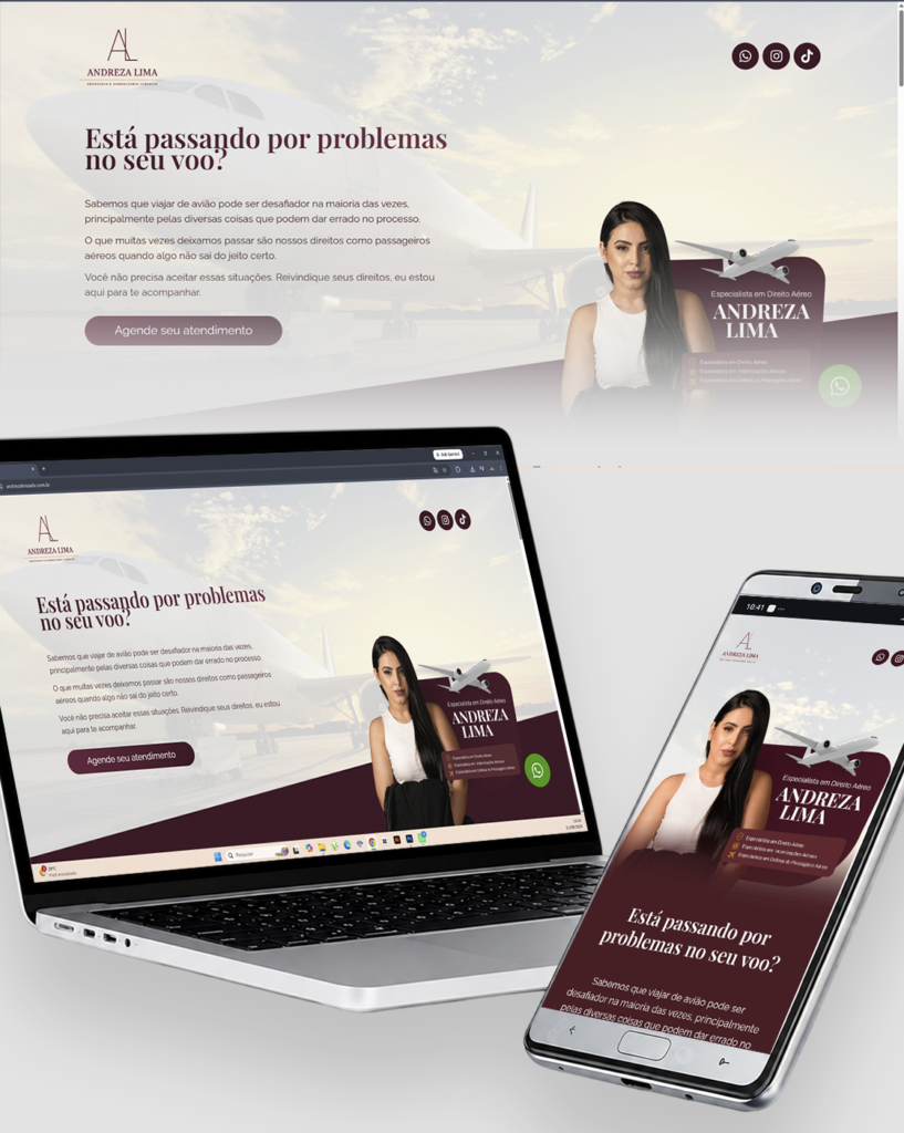 Landing Page Site para advogada de direito aéreo criada pela Hamo em Fortaleza