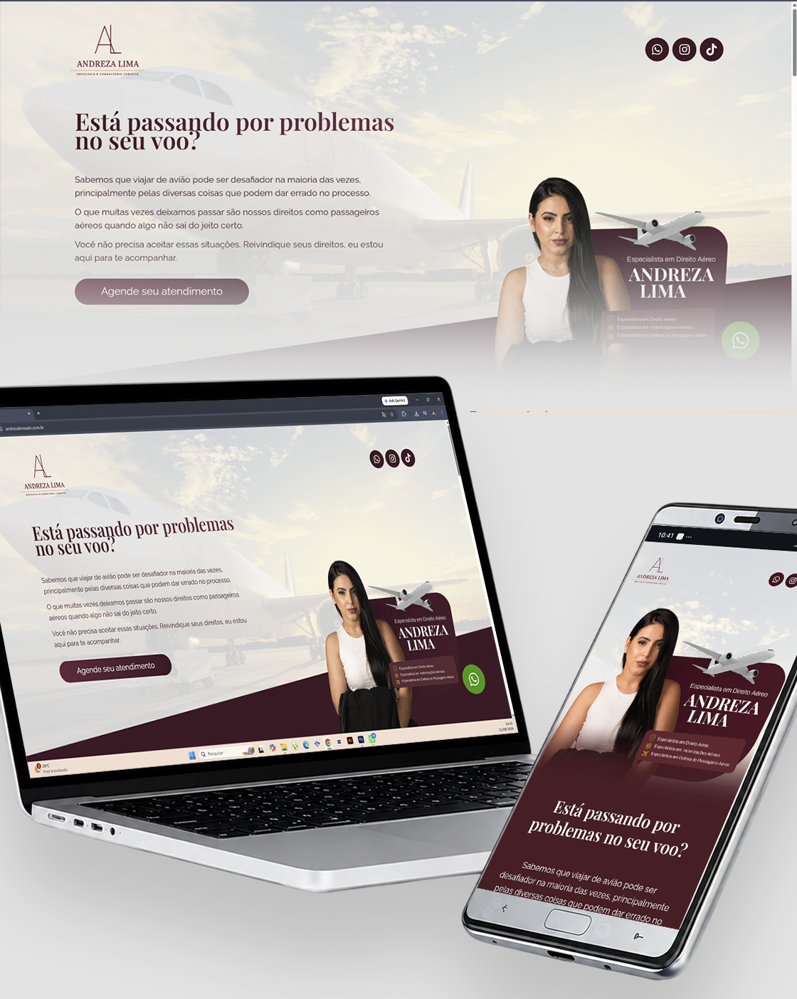 Landing Page Site para advogada de direito aéreo criada pela Hamo em Fortaleza