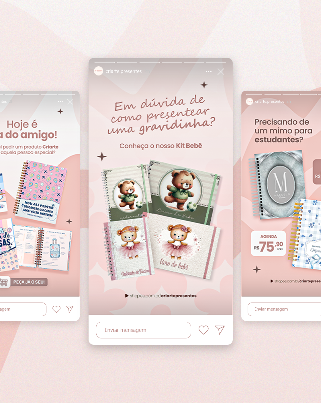 Post de produto de papelaria personalizada desenvolvido pela Hamo